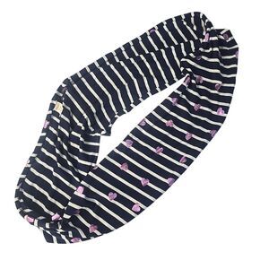 Gymboree Girls Infinity Scarf O/S Navy Striped Glitter Purple Hearts Soft Cloth